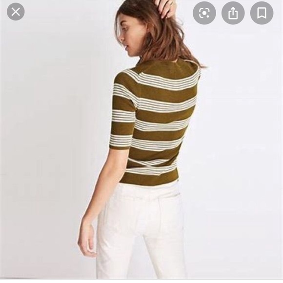 Madewell Sweaters - Madewell olive green striped sweater tee